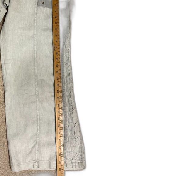 XCVI Linen Crop Pants M Gray Wide Leg Pull On Lightweight Casual Minimalist - Picture 6 of 6